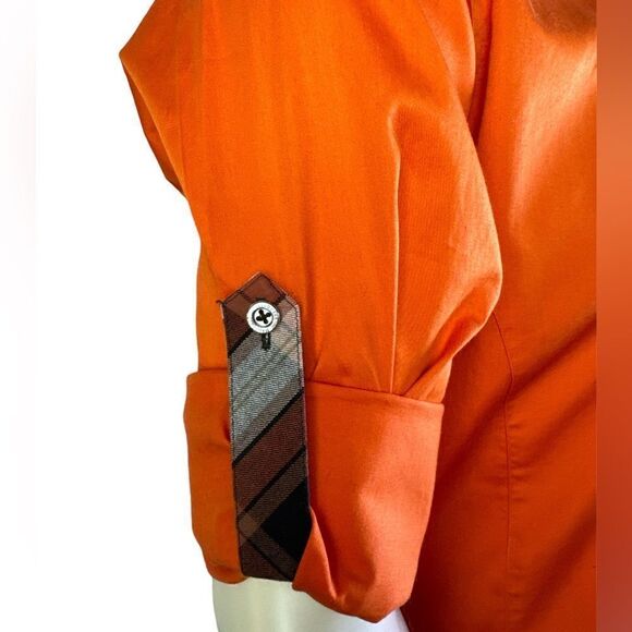 Jared Lang L/S Casual Orange Button Down w/Silver Metal Buttons Like New Size L - Picture 4 of 9